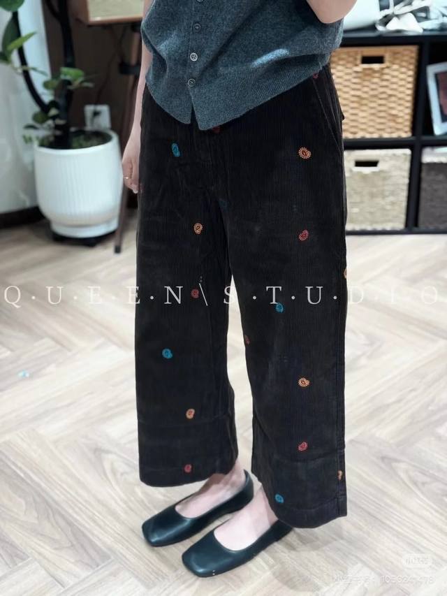 2025 Early Autumn new elastic corduroy heavy color embroidery cashmere flower wa