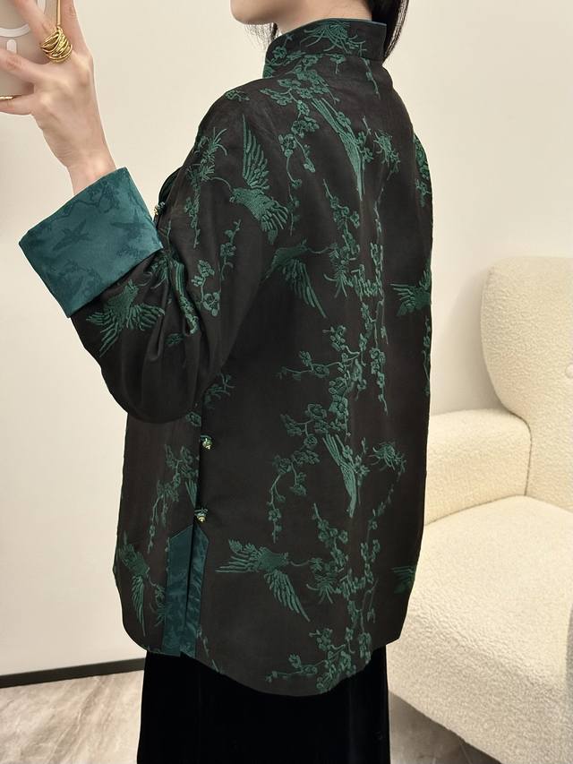 New Silk Xiangyunsha Embroidery Slant-Breasted Jacket Smlxl