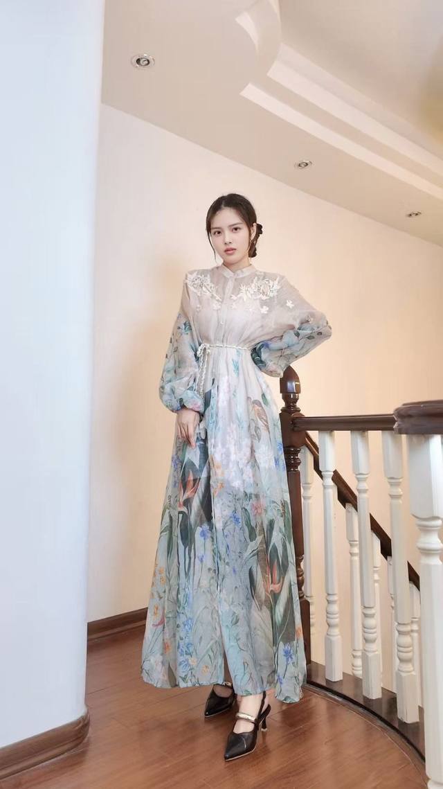2025Aw 3D Floral Print Dress Color: Pink Apricot Sizes: M-L, Xl -Xxl Size M Shou