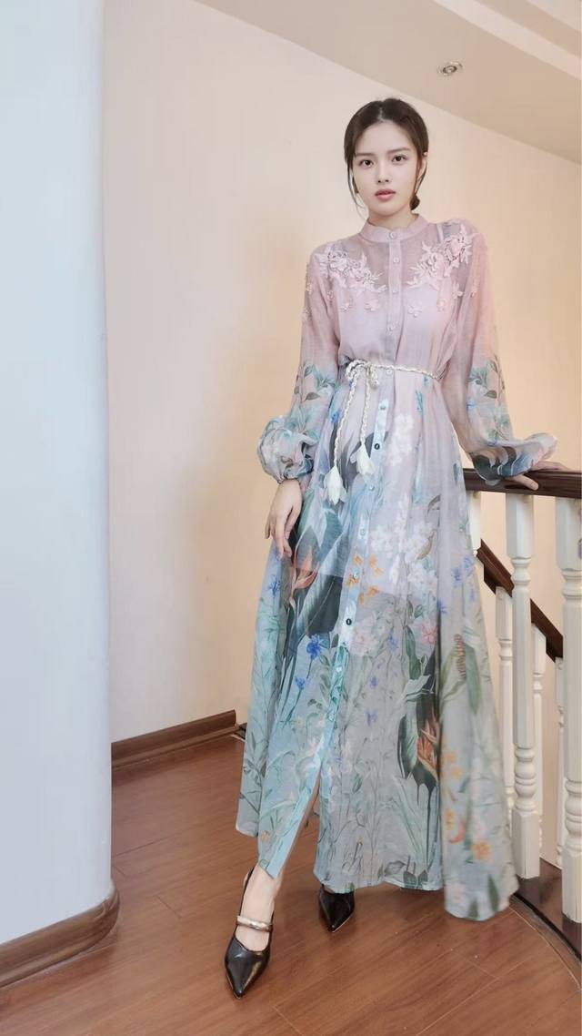 2025Aw 3D Floral Print Dress Color: Pink Apricot Sizes: M-L Xl Xxl Size M Should