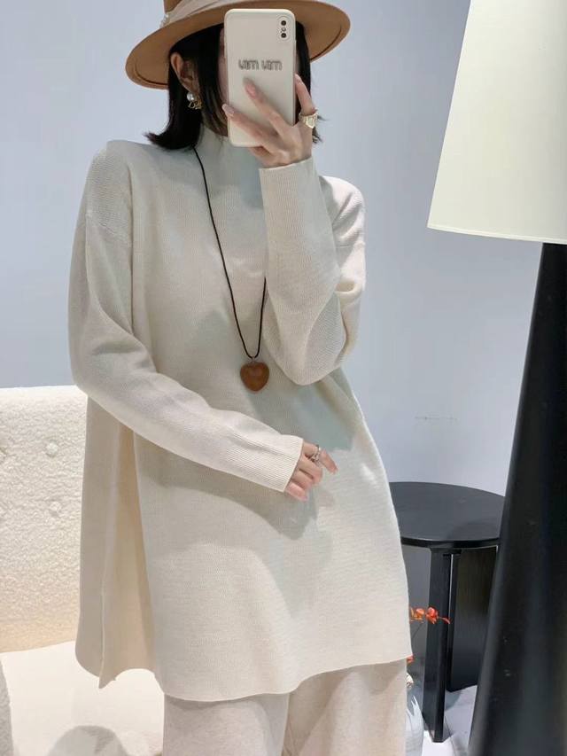 Autumn new full wool high collar large version sweater long sleeve