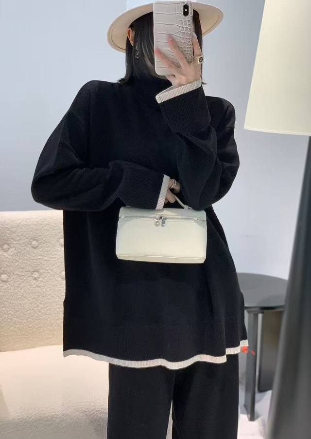 Autumn new full wool high collar color matching top one size