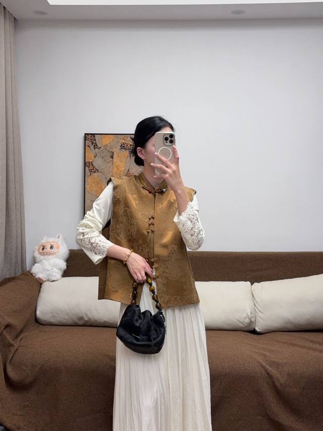 New autumn jacquard texture vest Stand collar button slim tailoring, non-legacy