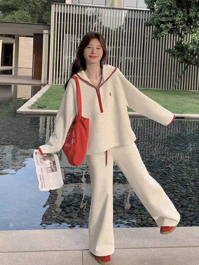 Korean style contrast color stripe warhorse hooded suit