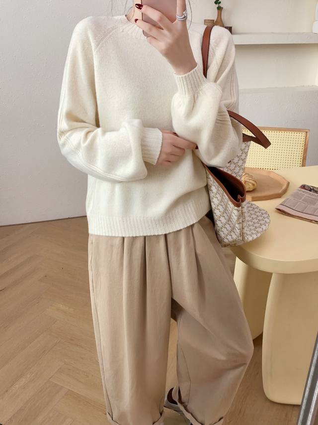 New full wool round neck sequin long sleeve