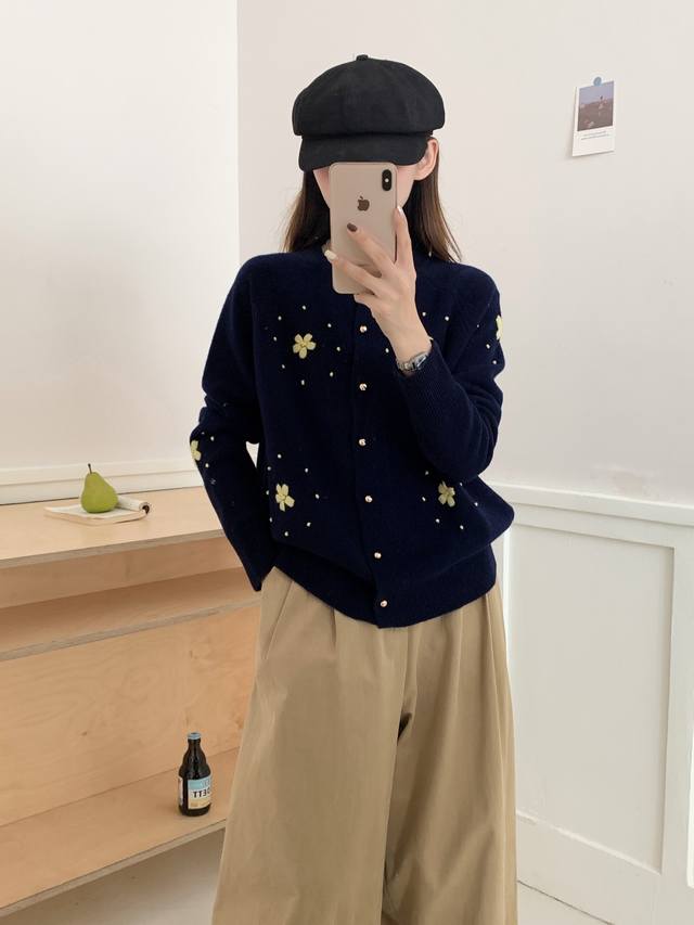 New wool heavy-work custom-made cardigan
