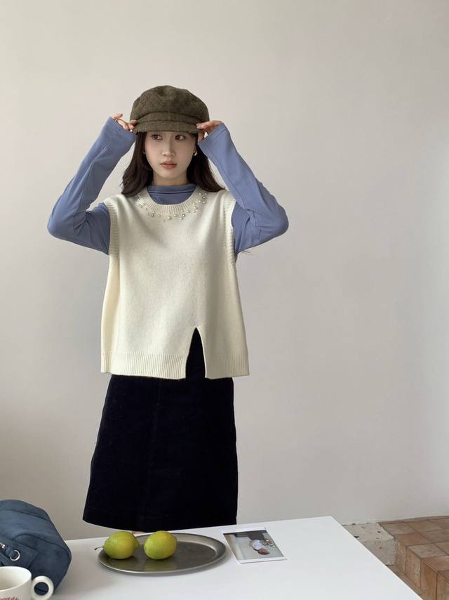 100% wool, thickened beaded vest, six colors, one size