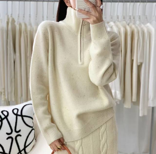 Loose lapel thick sweater 100% wool