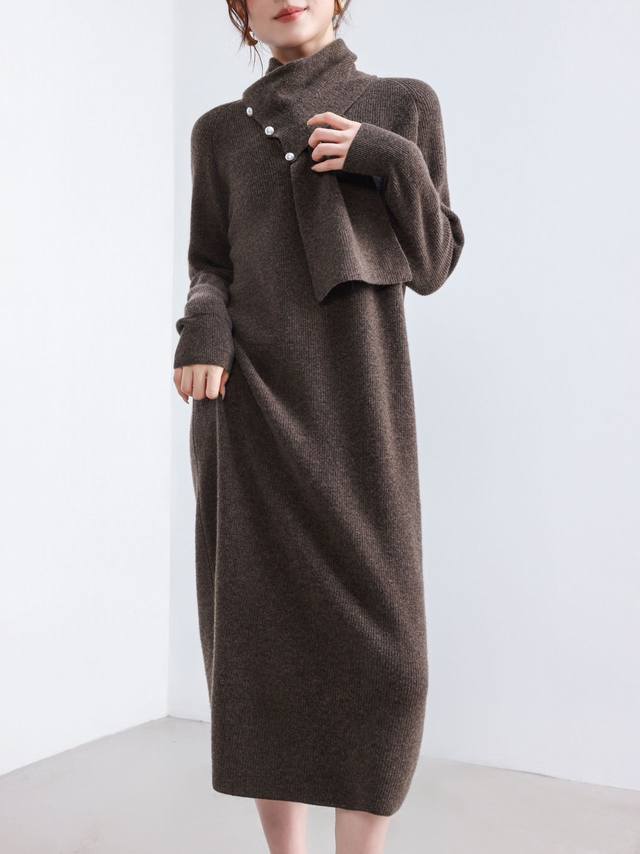Scarf long dress loose knitted sweater full wool