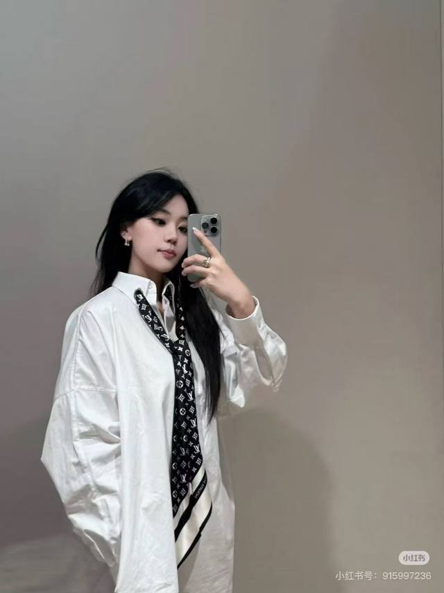 2025 Autumn and Winter New L&V Silk Scarf Long Sleeve Shirt One Color Three Size