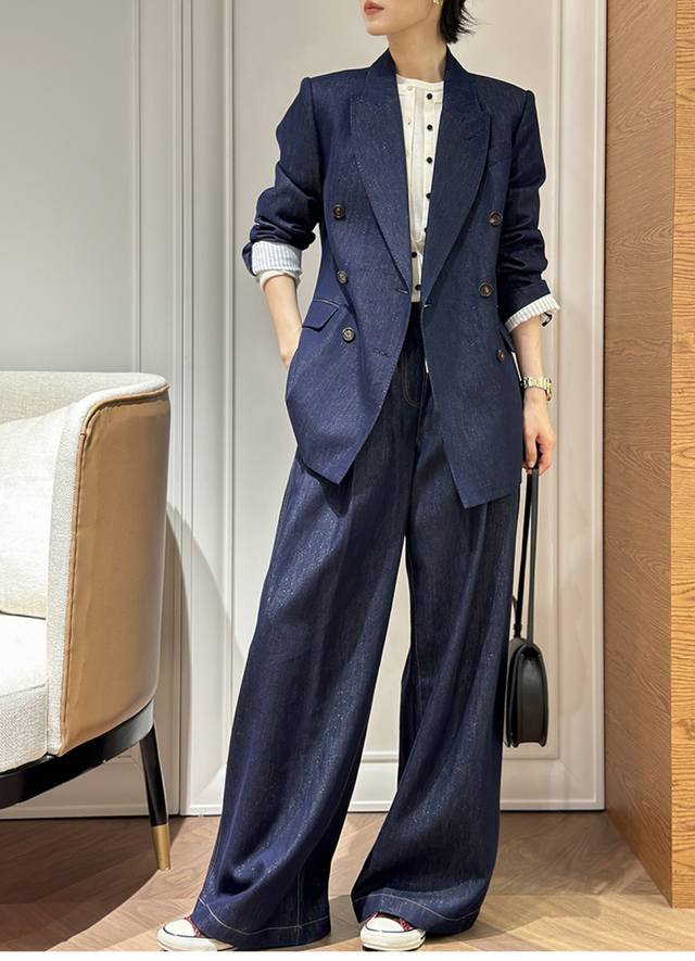 Same style as the Italian Bc counter! New glitter silk denim cotton suit jacket