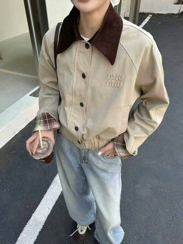 Miumiu's new early fall 2025 color-blocked baseball jacket, custom-made from imp