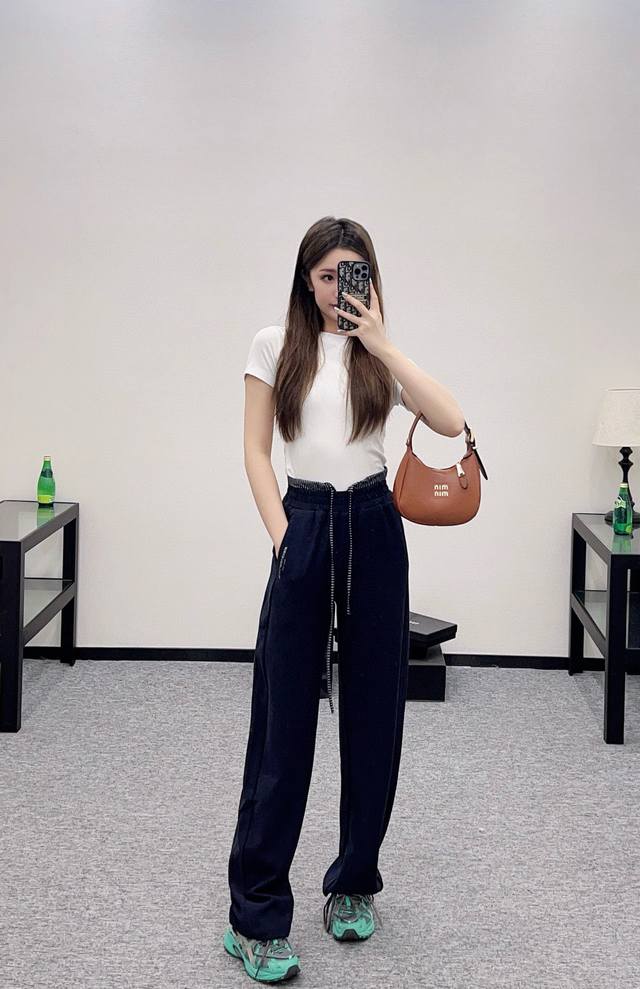 Alexander Wan*2025 new arrivals contrasting color-blocked casual wide-leg trouse