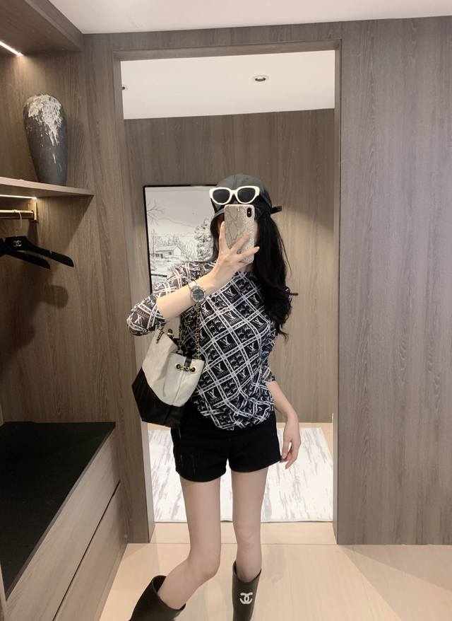 25 New Louis Vuitto* mesh bottoming shirt ~ Exclusive spot custom mesh letter fa