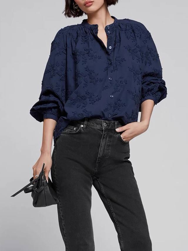 Autumn foreign trade cross-border women's clothing French embroidered shirt wom