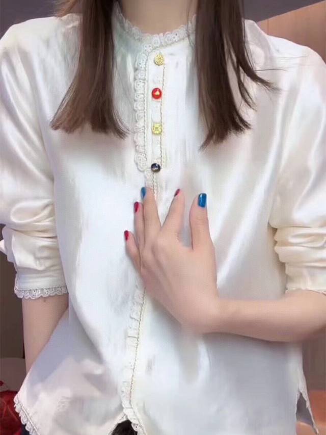 2025 Early Autumn New French Design Double Layer Tencel Niche Lace Stand Collar