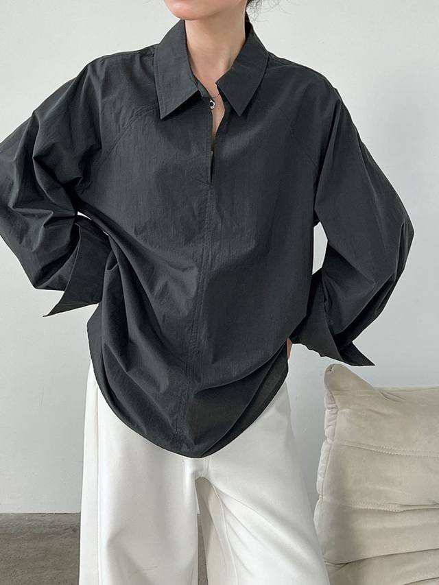 Design sense casual commuting characteristic placket shirt women's autumn new t