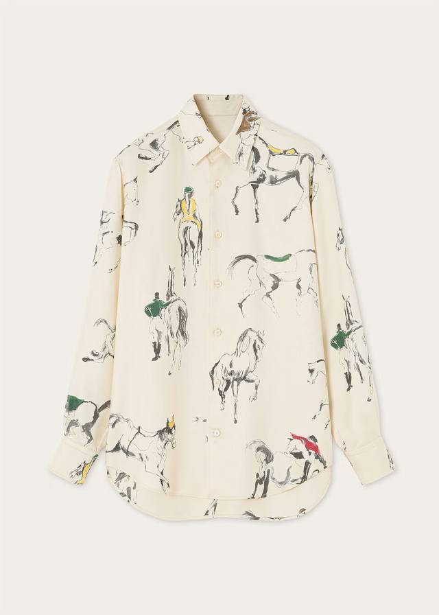 Top 25 Early Autumn new style: Horse sketch print high-waisted pleated culottes.