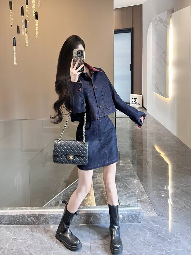 New fashion denim suit, very beautiful and durable, simple and elegant, slim fi