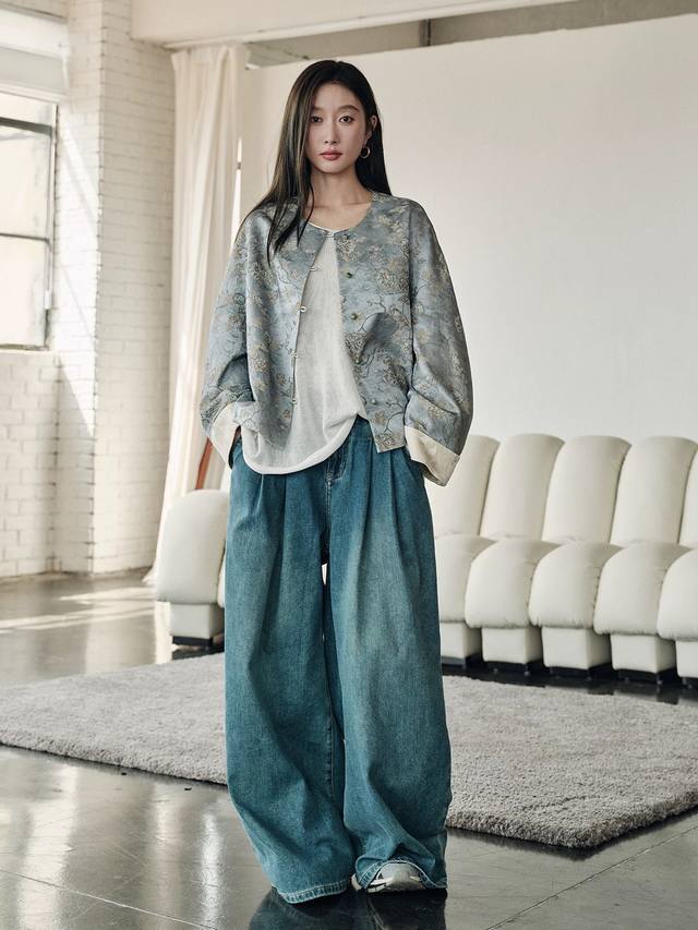 2025 Hot New Model New Chinese style silk wool jacquard printing and dyeing cont