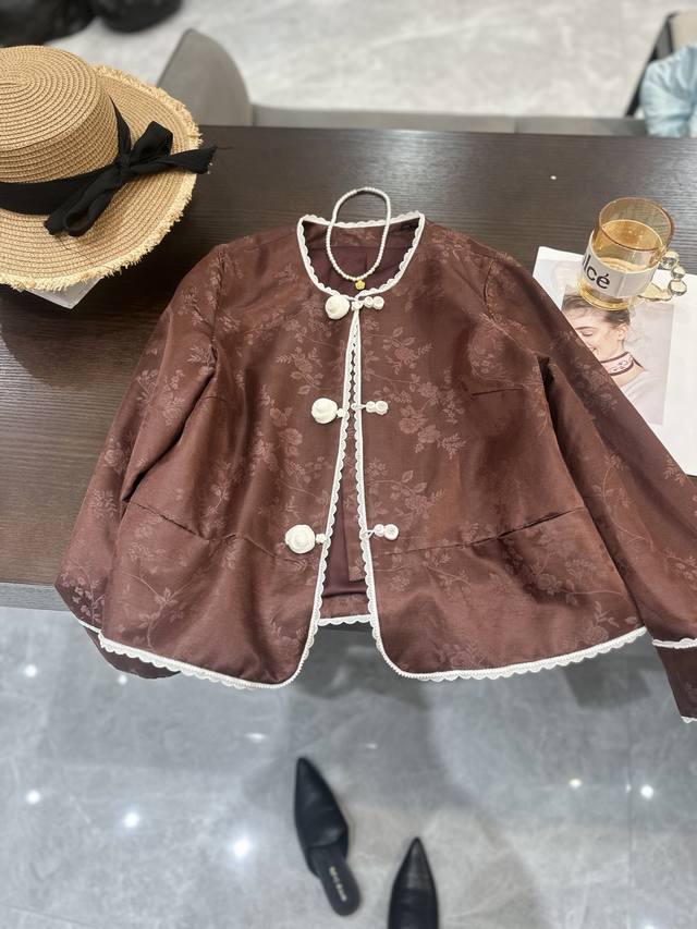 New exclusive original design, silk wool jacquard jacket. Coffee, rose red. Mlx