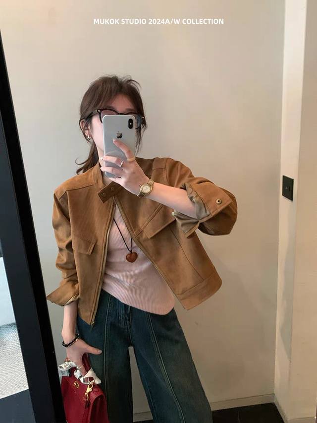 Hot sale! New autumn and winter Yanting evening ~ small size suede loose short j