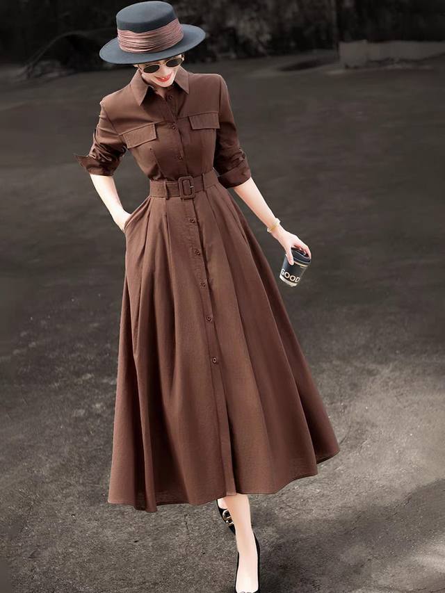 Fabric linen high-end design sense old money style temperament Hepburn skirt co