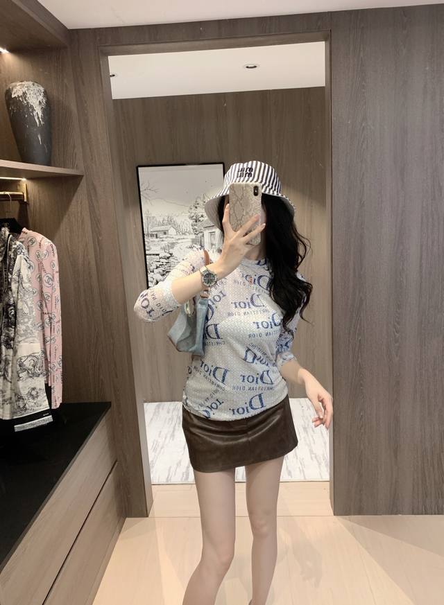 25 Early spring new Dio mesh T-shirt ~ Exclusive spot custom mesh letter fabric,