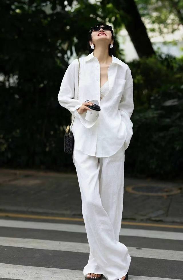 New early fall recommendations, a very stylish linen suit. Made from 100% pure