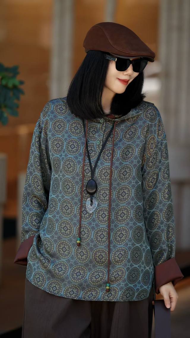 Silk shantung yarn hooded top, two colors: blue, yellow, S Xl