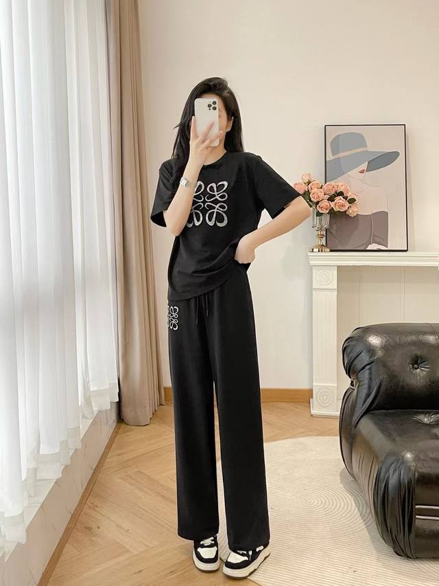 2025 new Loewe casual suit, pure cotton fabric, high temperature hot diamond pro
