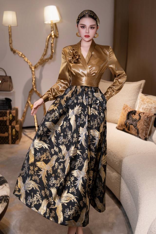 New autumn and winter jacquard swing dress, exclusive custom counter quality, b