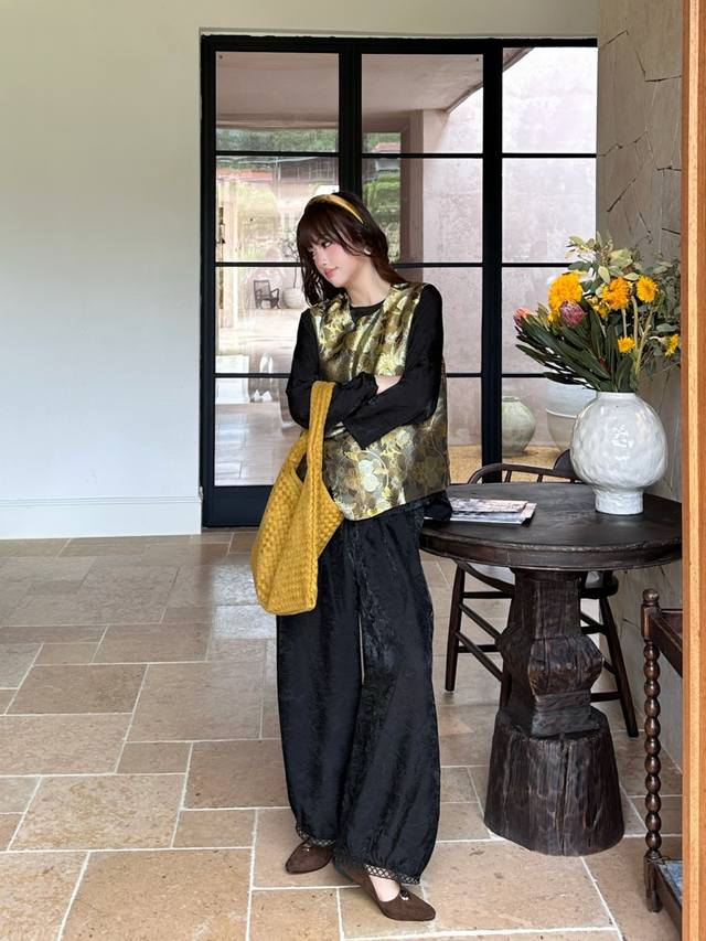 New arrival 100 mulberry silk old Song Dynasty gilded vest! Mlxl