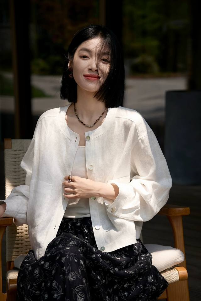 Re-order and shipping! Casual and comfortable linen mesh jacket! Dropped should
