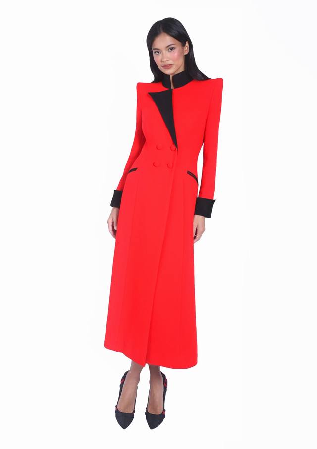 Kate Middleton's same irregular contrast color coat blue red S
