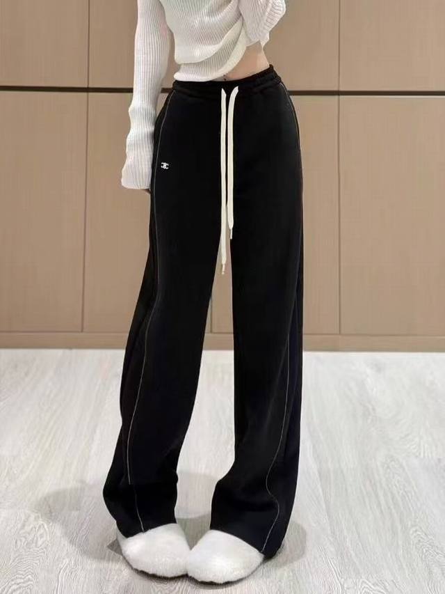 Cel Celine 25Fw latest autumn casual straight-leg pants with embroidered logo an