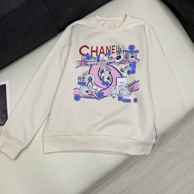2025 New Product Actual Shot Ch New letter print round neck sweatshirt; Made of