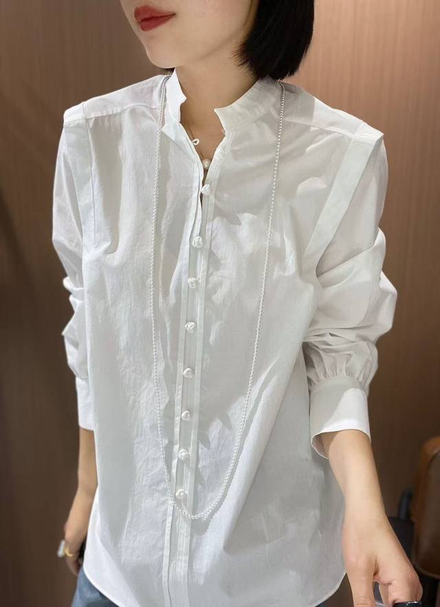 Hot new arrival French stand collar retro shirt for women Design sense commutin