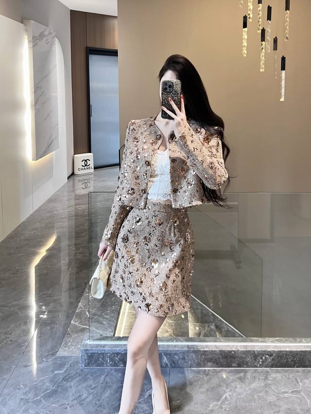 2025 New elegant sequin suit, romantic and fashionable, simple and elegant, slim