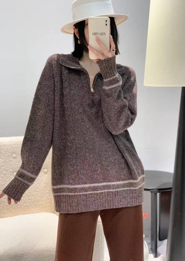 New full fur lapel half zip long sleeve one size