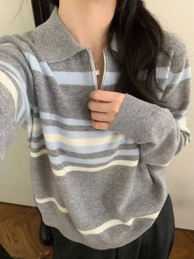 European Station 2025 Autumn New European Fashion Lapel Striped Versatile Slimm