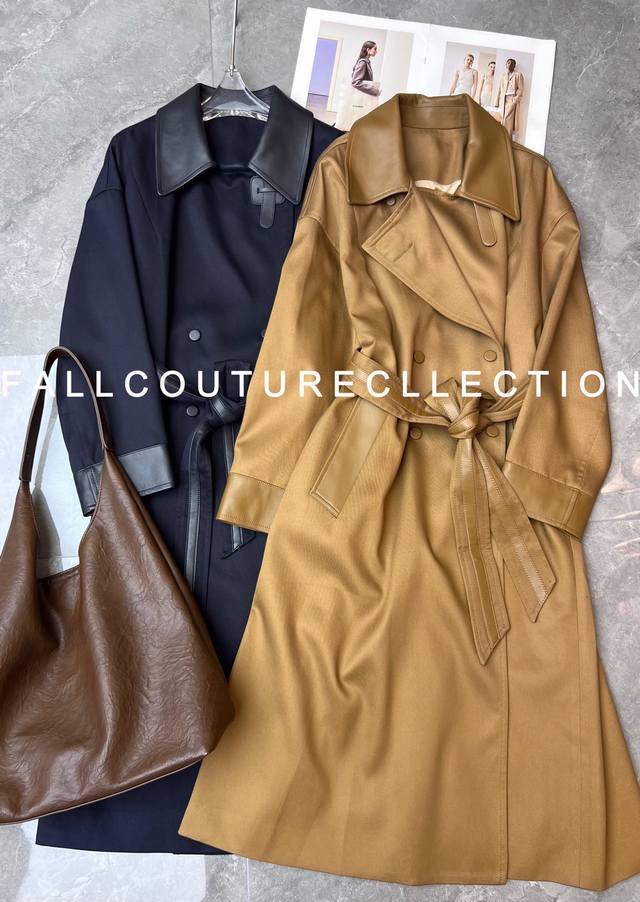 British style high-end genuine sheepskin long trench coat full of luxury feel. C