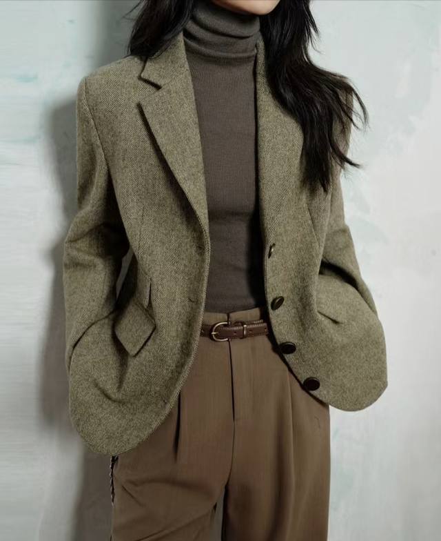 Fine imitation wool retro high-intelligence suit jacket elegant temperament wai