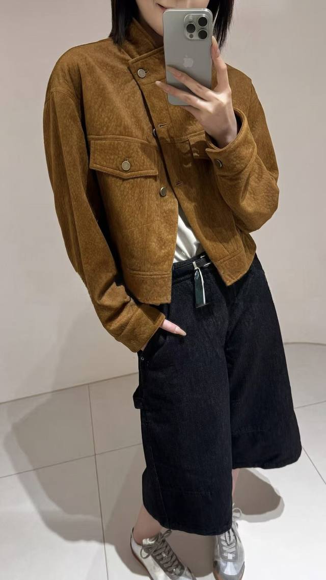 Fashionable oblique buckle deer velvet leather jacket Korean style versatile loo