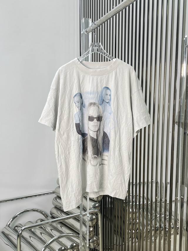 Actual photos! Latest Ba 25New pleated print joint T-shirt Size: Sml