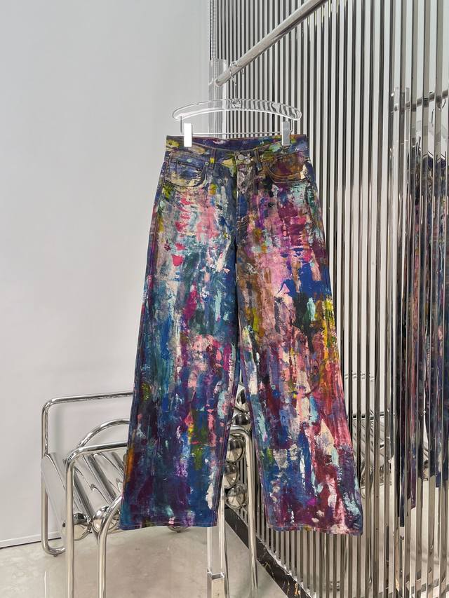 Actual photos! Latest Acne 25New oil painting print jeans Size: Sml