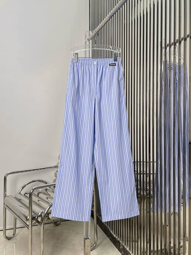 Actual photos! Latest Miu 25New striped pajama set shirt + trousers size: Sml s