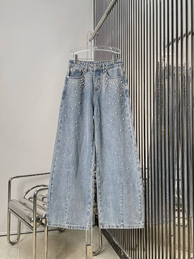 Actual photos! Latest Ann 25New Pearl Hot Diamond Scimitar Jeans Size: Sml