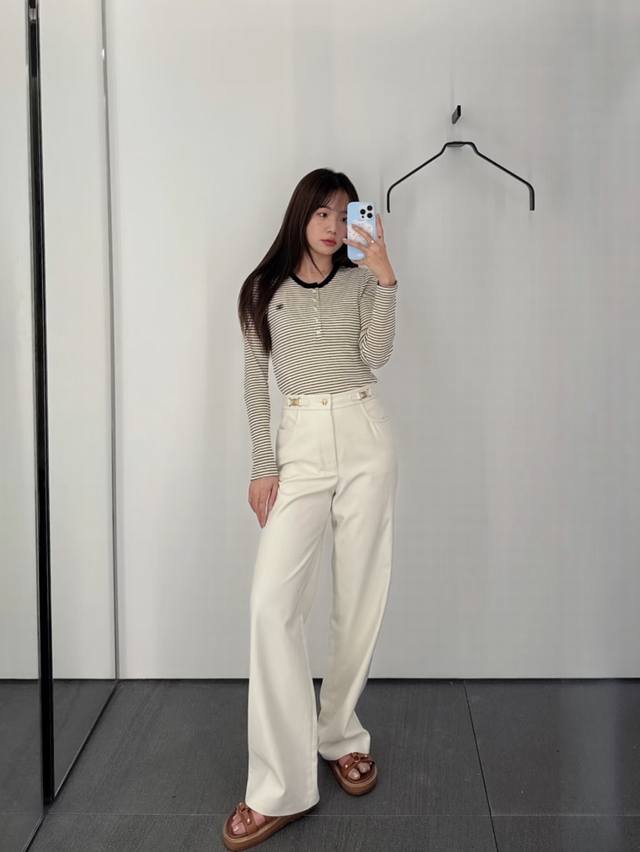 New! Latest Ce 25New Arc de Triomphe metal decoration full lining casual pants