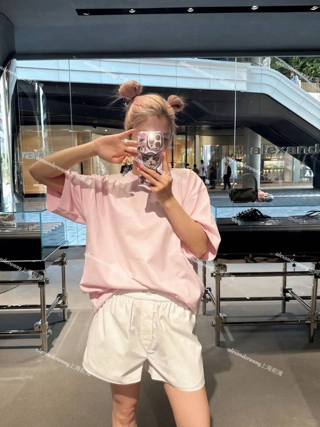 New! Latest Aw 25New Letter Print Loose T-shirt Color: White, Pink Size: Sml